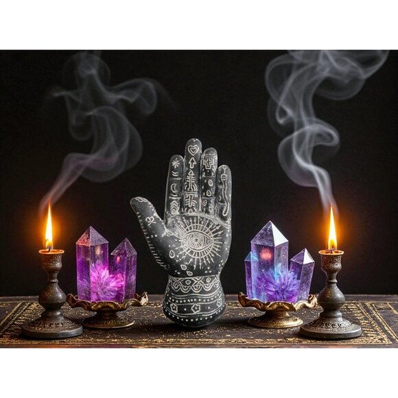 Mystical Witchy Palmistry Hand Statue Palm Reading Boho Psychic Decor 5" - Picture 3 of 11